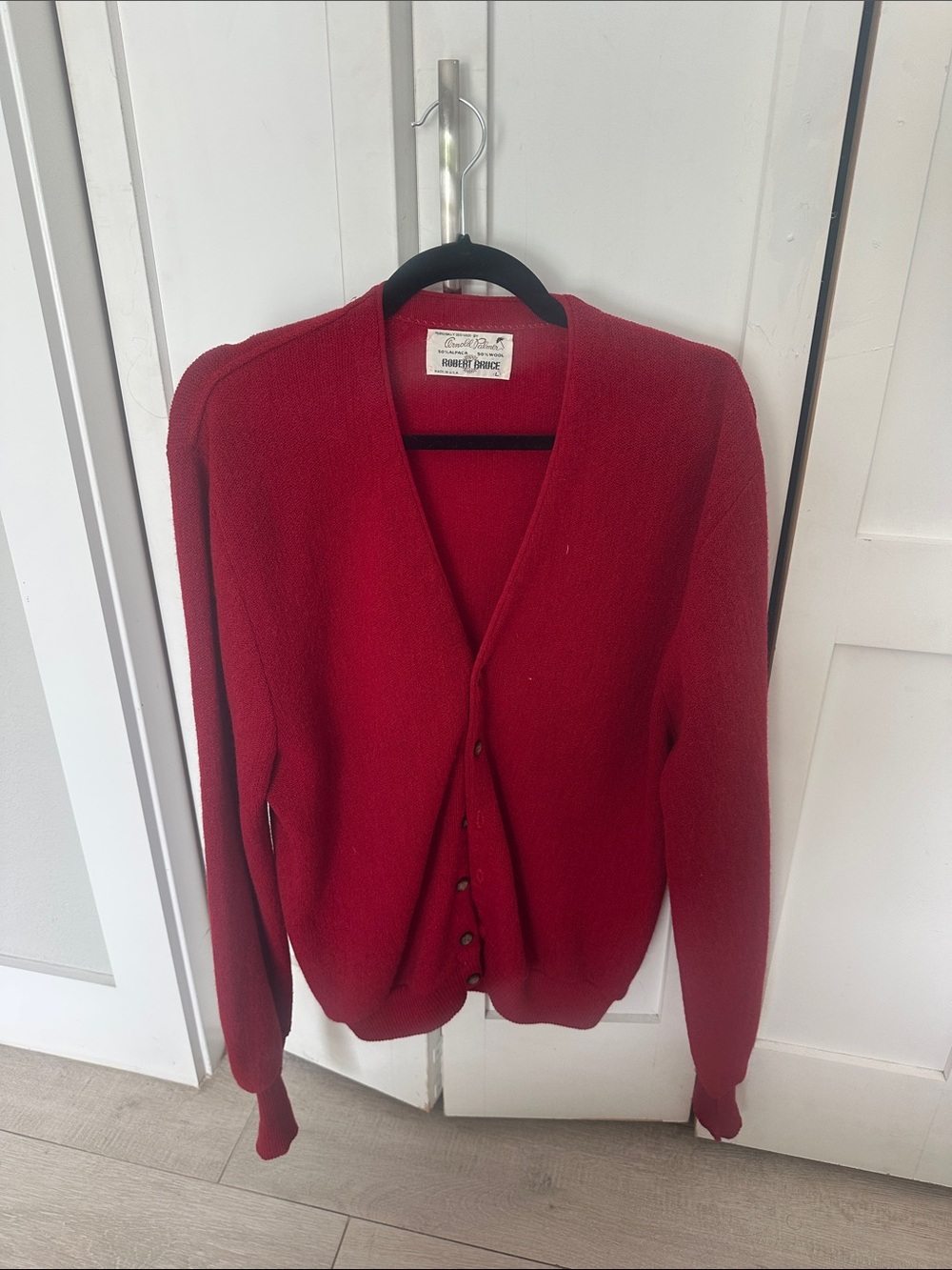 Menswear-Inspired Red V-Neck Cardigan Sweater vintage Arnold Palmer